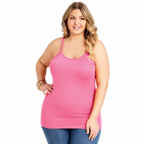 Ashley Stewart Tops - Ashley Stewart Adjustable Fandango Pink Fitted Knit Cami, 18/20
